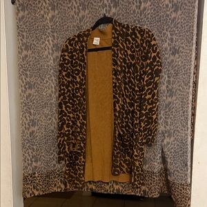 Terra & Sky Animal Print Cardigan in Brown and Black